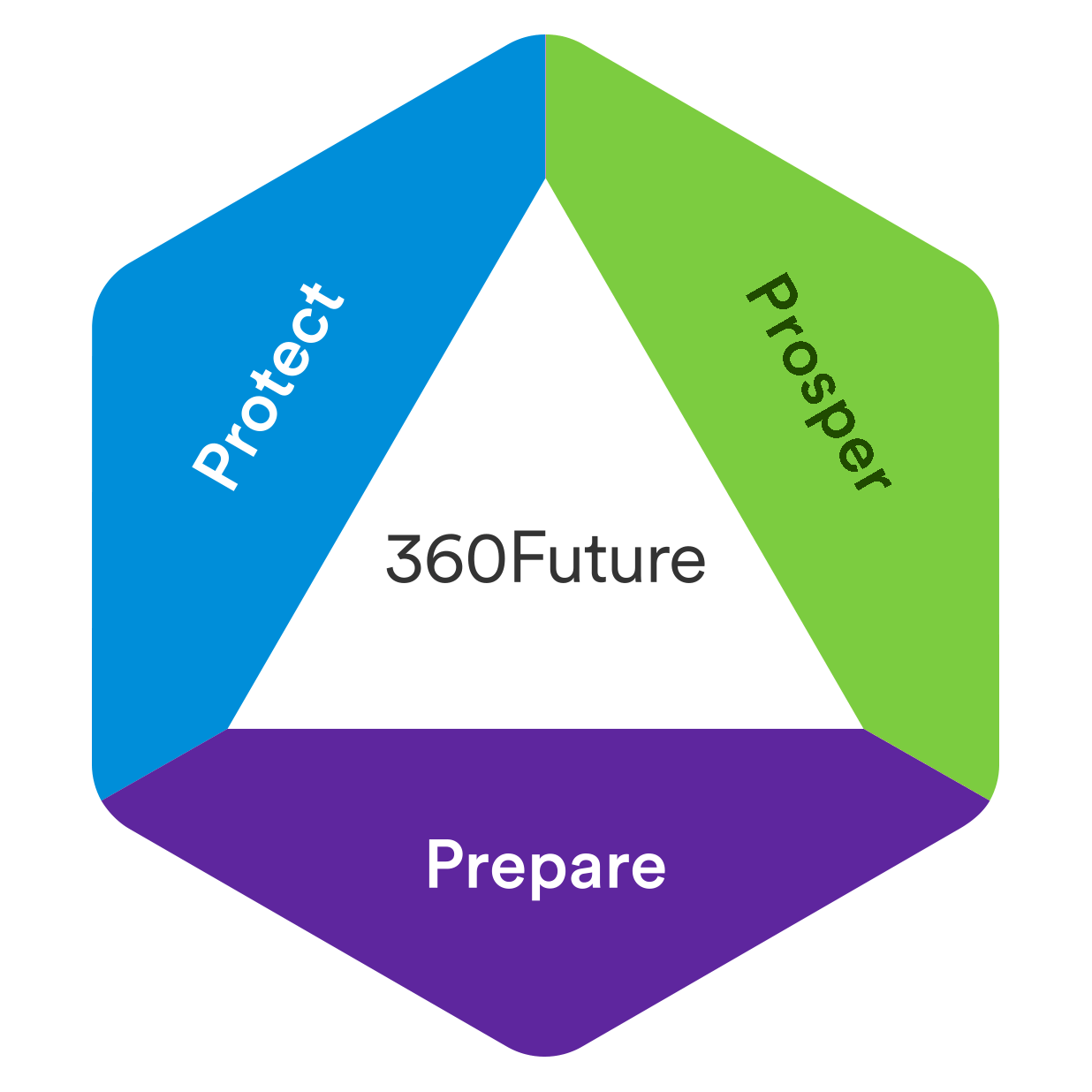 360Future 로고, Protect, Prosper, Prepare